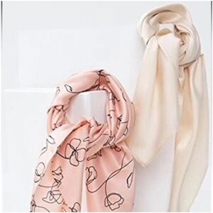 Elegant Floral Pink and Cream Scarf Duo